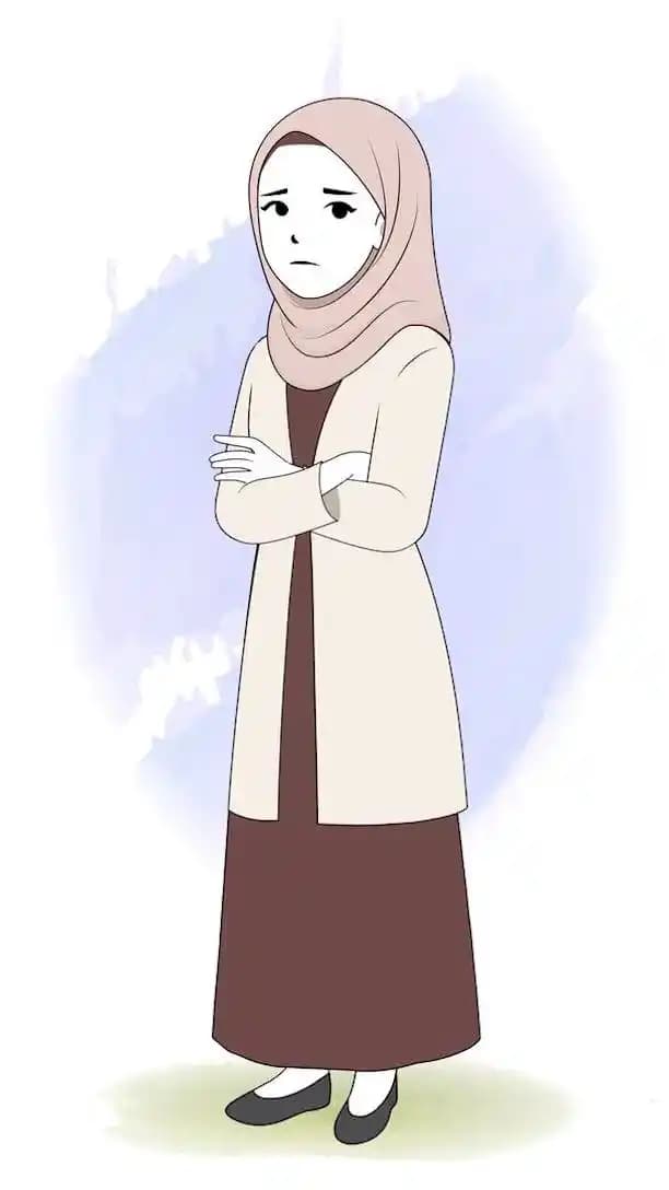 An annoyed female hijab character animated cartoon vector AKA Zeenat
