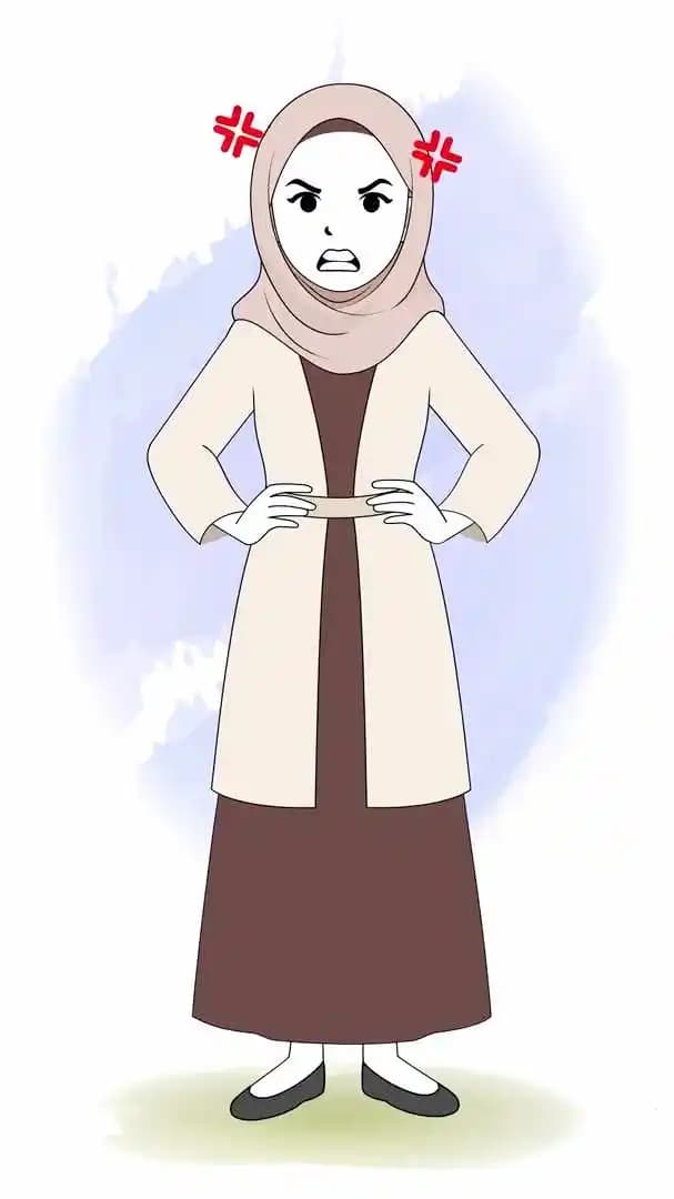 An angry female hijab character animated cartoon vector AKA Zeenat