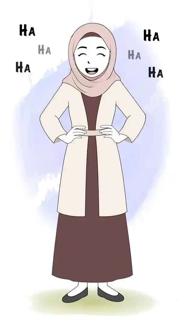 A female hijab character animated laughing pose cartoon vector AKA Zeenat