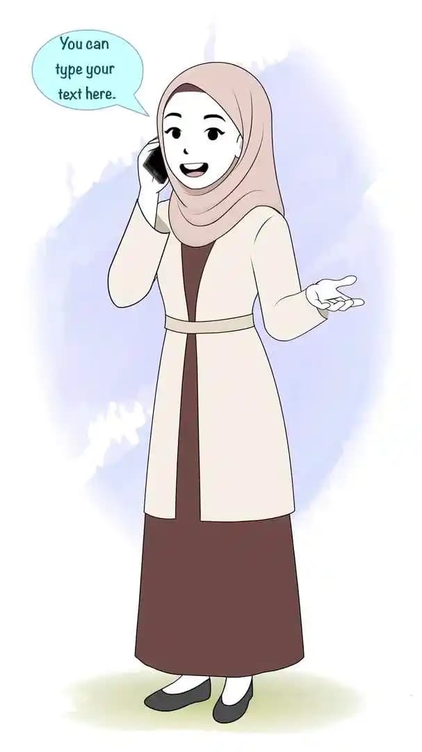 A female hijab character talking on phone animated cartoon vector AKA Zeenat