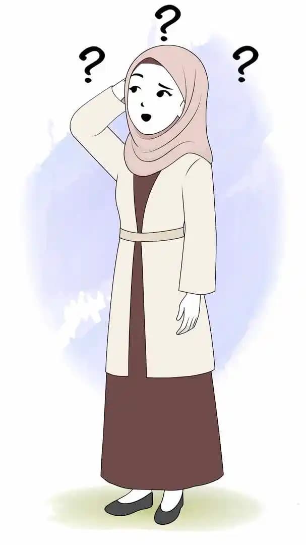 A confused female hijab character animated cartoon vector AKA Zeenat