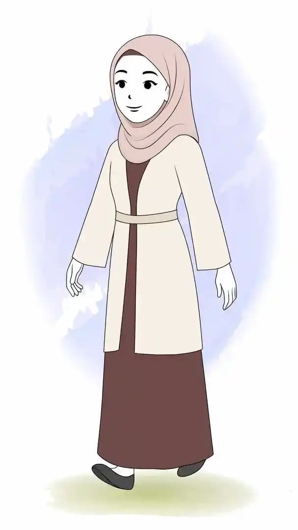 A female hijab character walking animated cartoon vector AKA Zeenat