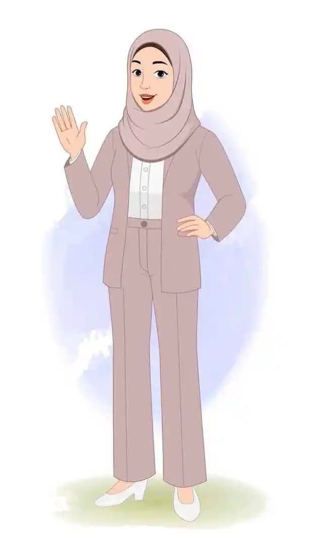 A female muslim arab character animation saying hi pose cartoon vector AKA Fatima