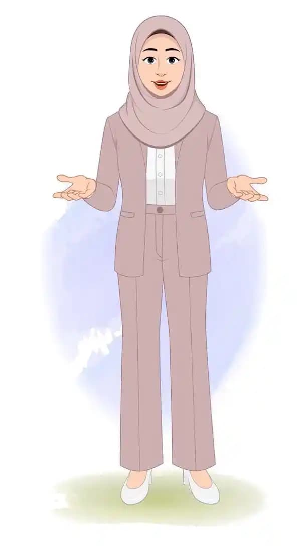 A female muslim arab character talking animation cartoon vector AKA Fatima