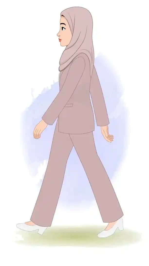 A female muslim arab character side walk cycle animation cartoon vector AKA Fatima