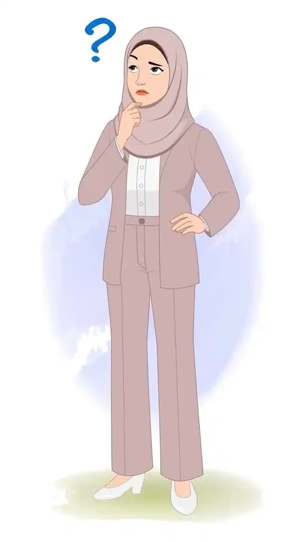 A female muslim arab character animation thinking pose cartoon vector AKA Fatima