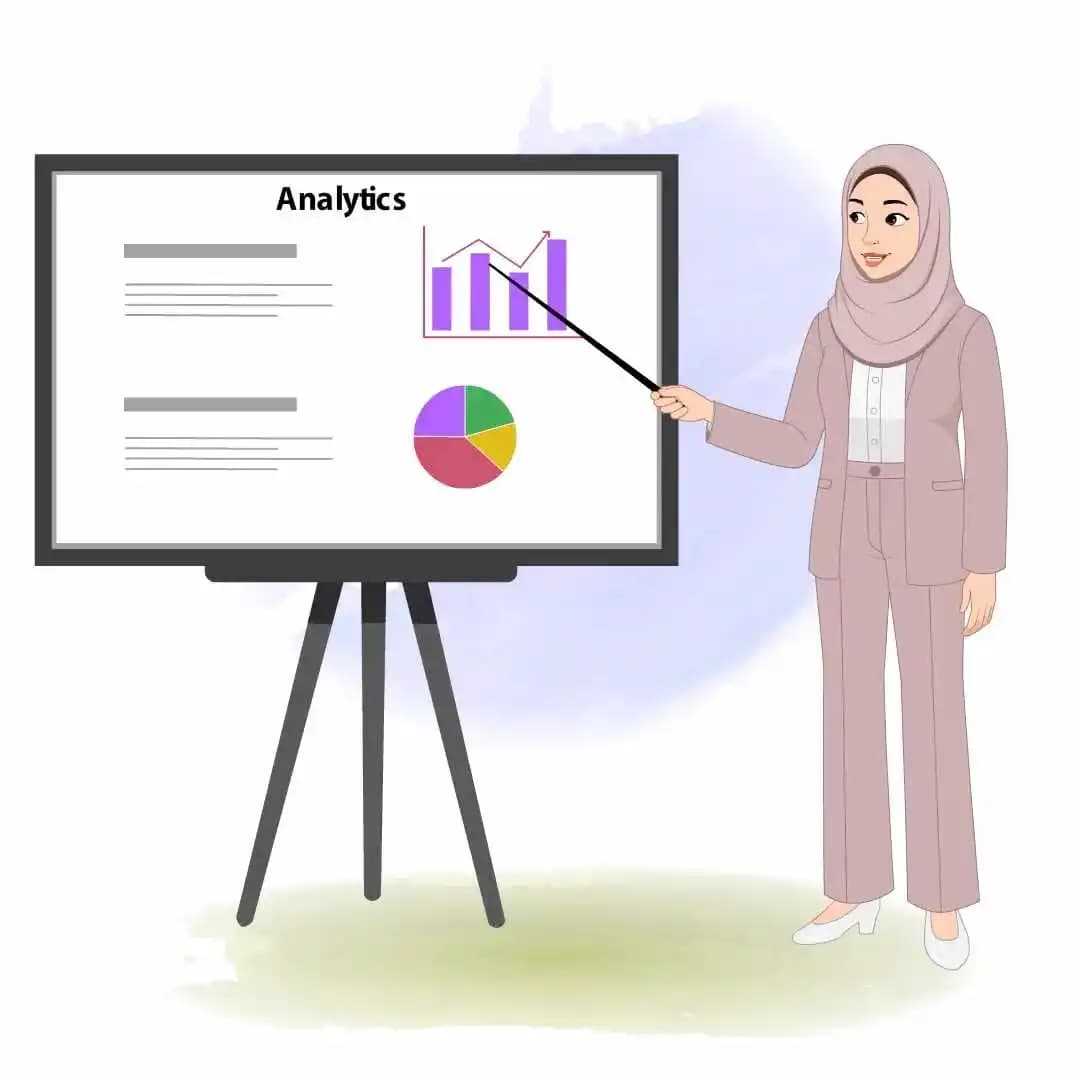 A female muslim arab character animation presentation cartoon vector AKA Fatima