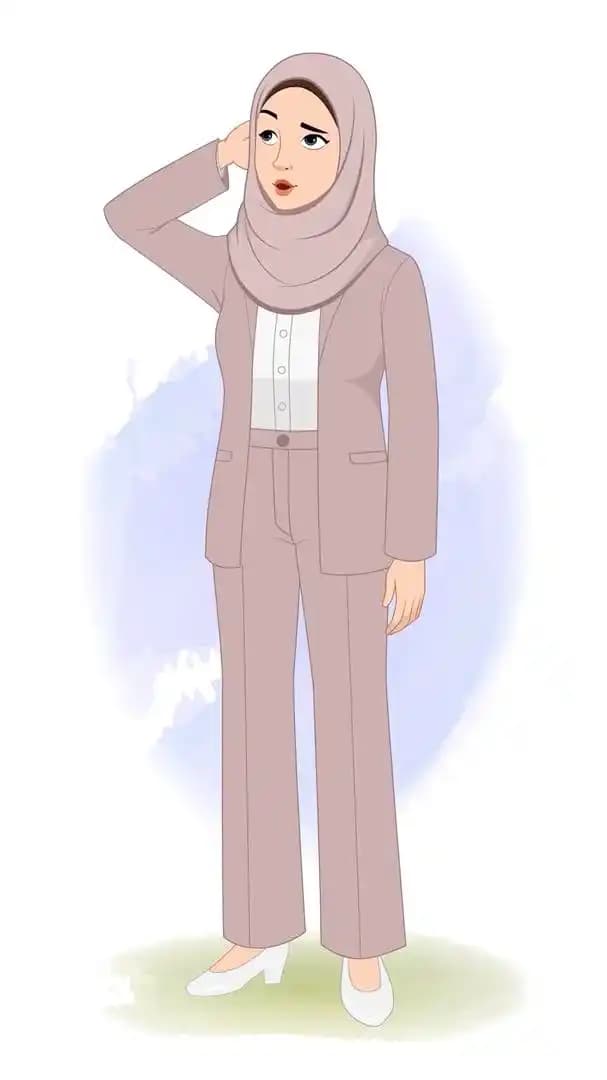 A female muslim arab character confused animation cartoon vector AKA Fatima