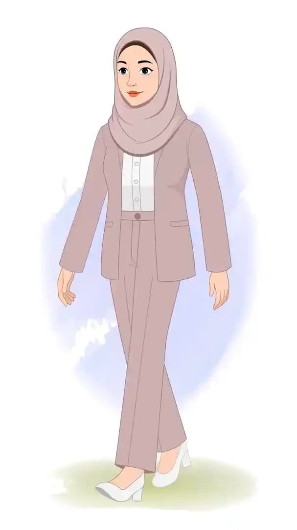 A female muslim arab character walk cycle animation cartoon vector AKA Fatima