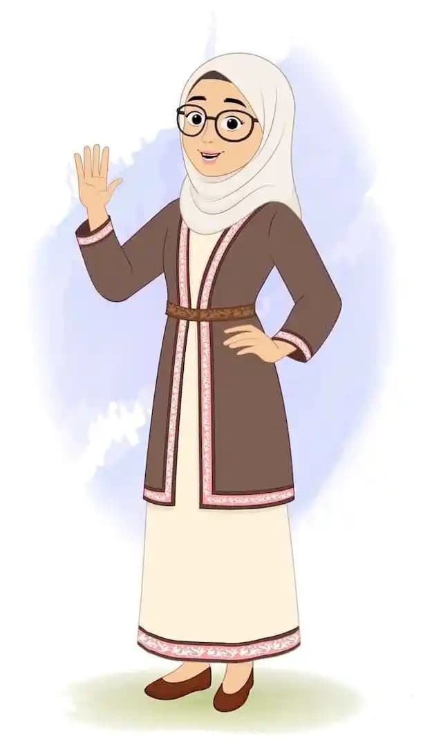 A muslim woman saying hi animated vector cartoon character AKA Fatima