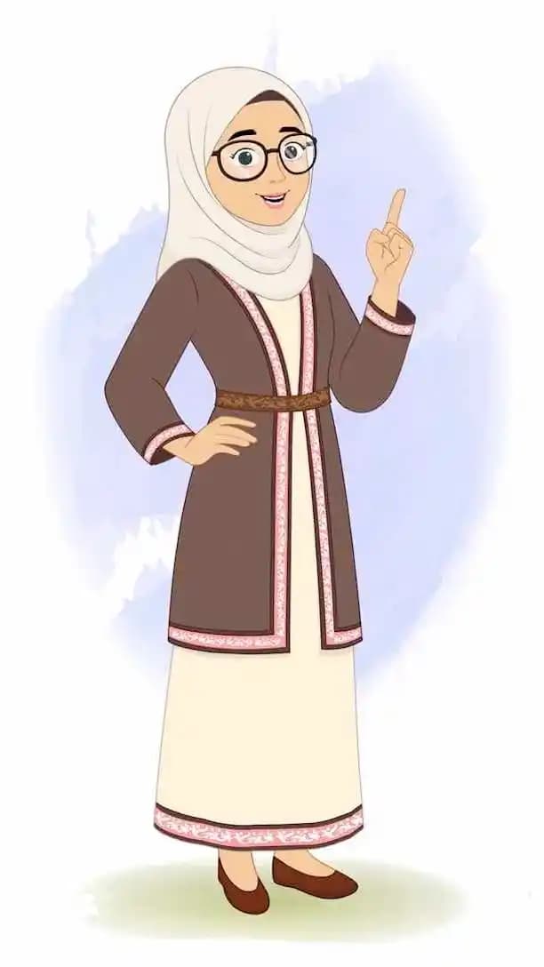 A muslim woman talking animated vector cartoon character AKA Fatima