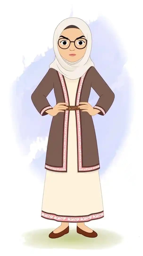An angry muslim woman animated cartoon character vector AKA Fatima