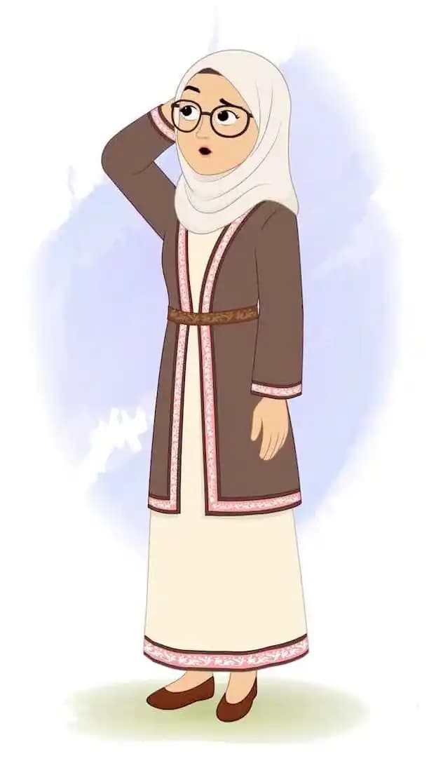 A confused muslim woman animated vector cartoon character AKA Fatima