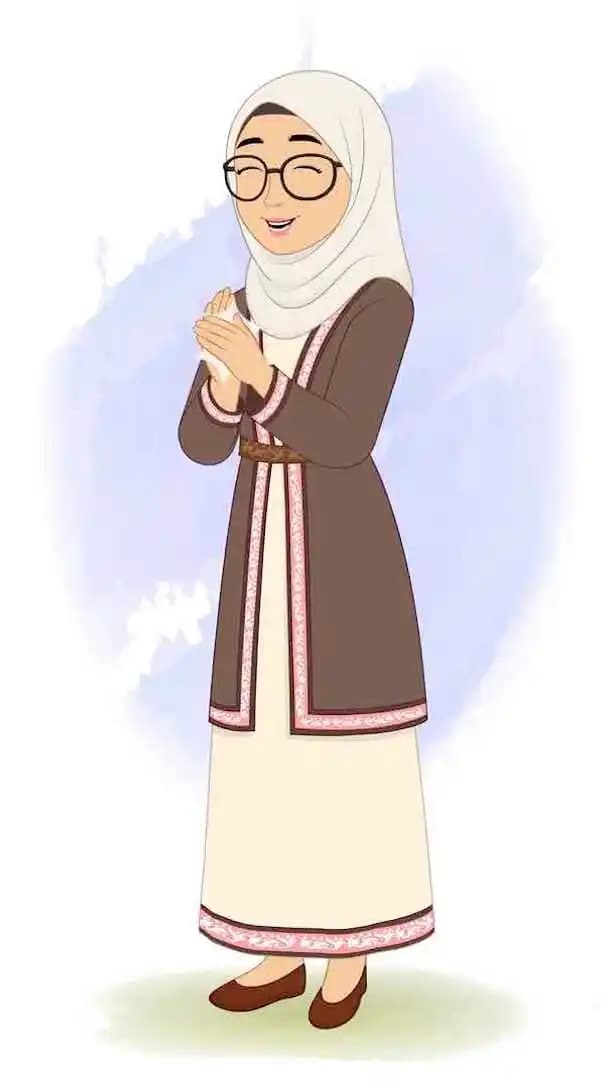 A muslim woman clapping animated vector cartoon character AKA Fatima