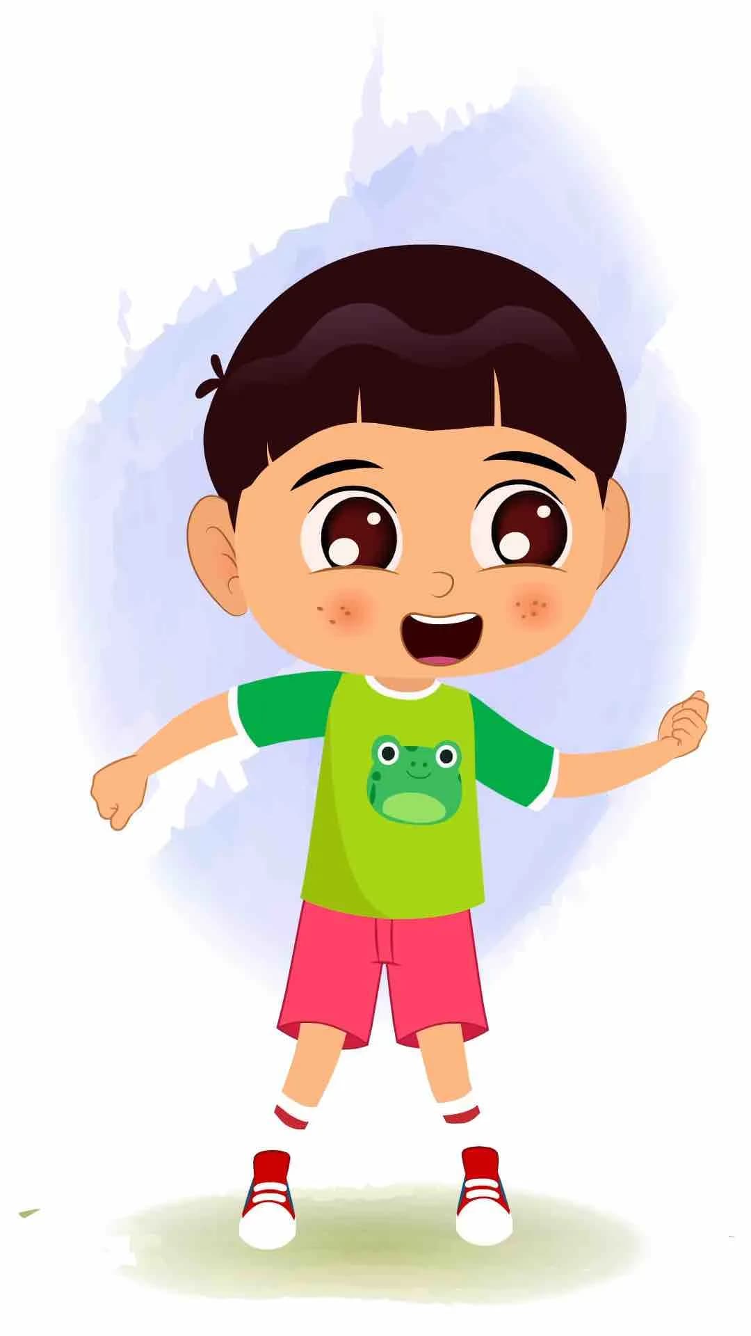 A little boy dancing animated cartoon character aka moni