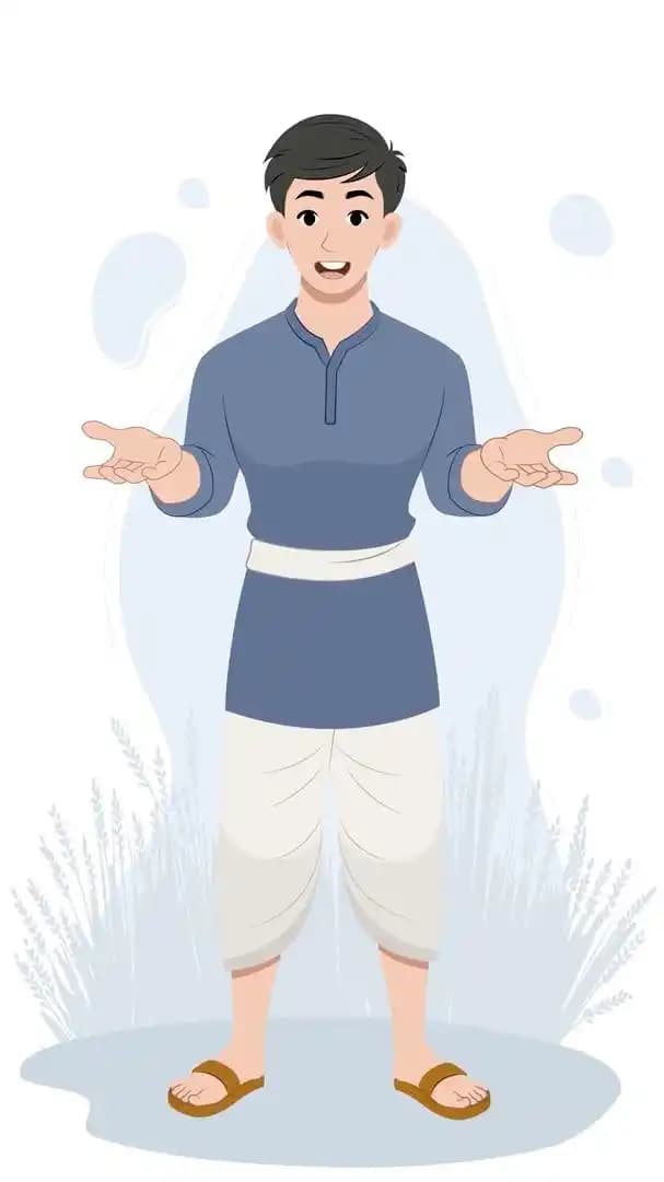 A 2d young Indian farmer character talking animated pose vector AKA Chandan