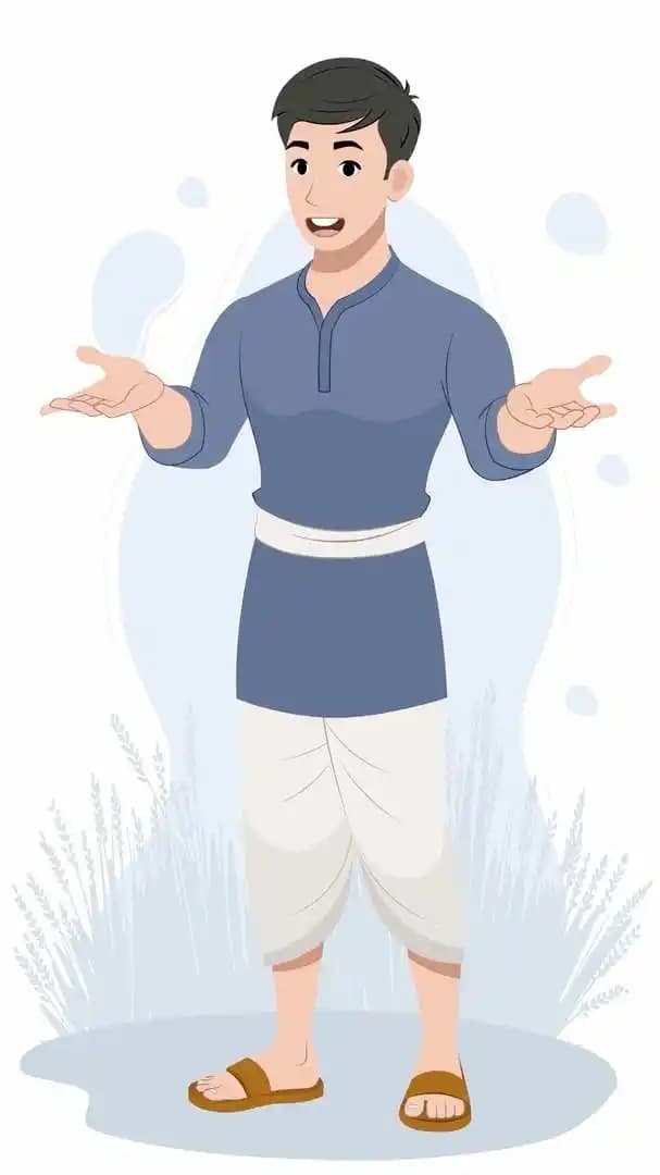 A 2d young Indian farmer character talking animation cartoon vector AKA Chandan