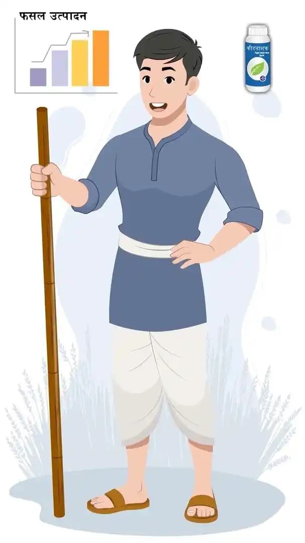 A 2d young Indian farmer character standing with blackjack animated vector AKA Chandan