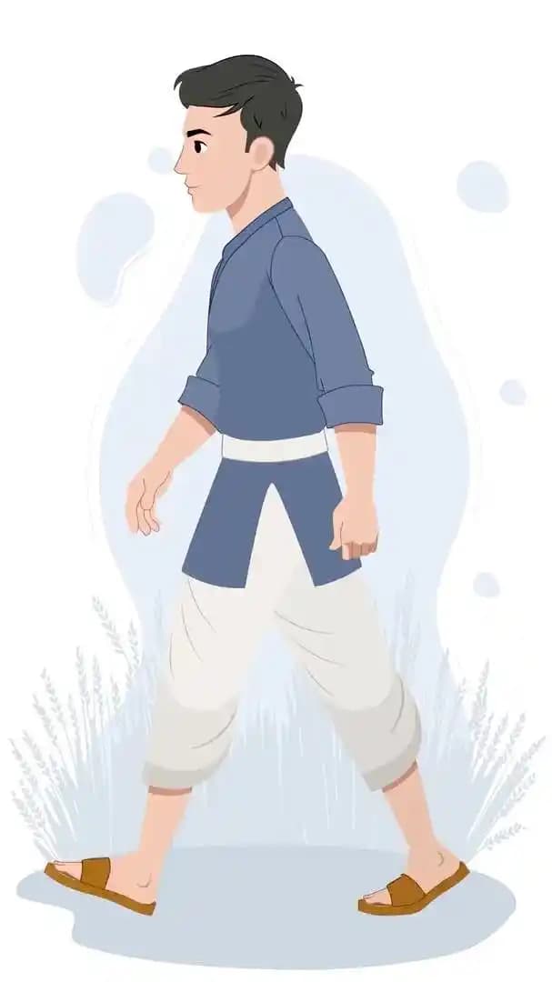 A 2d young Indian farmer character animated side walk cycle vector AKA Chandan