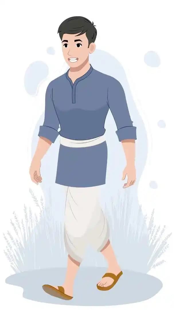 A 2d young Indian farmer character animated walk cycle cartoon vector AKA Chandan