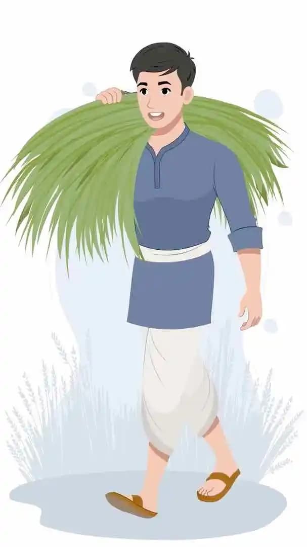 A 2d young Indian farmer character walking with grass animated vector AKA Chandan