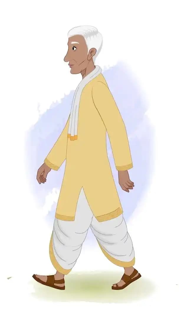 An Indian man village doctor animated side walk cycle character vector AKA Kamal Singh