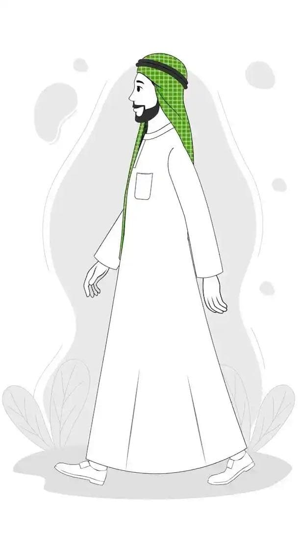 Arab Sheikh cartoon character side walking pose