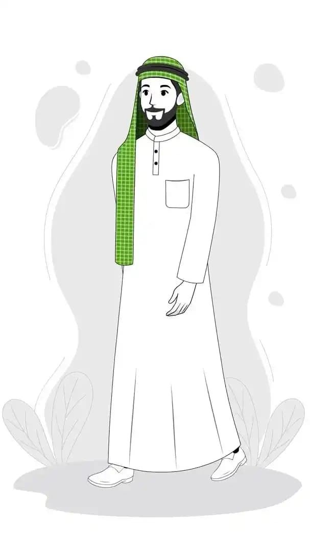 Arab Sheikh cartoon character standing in casual walk pose