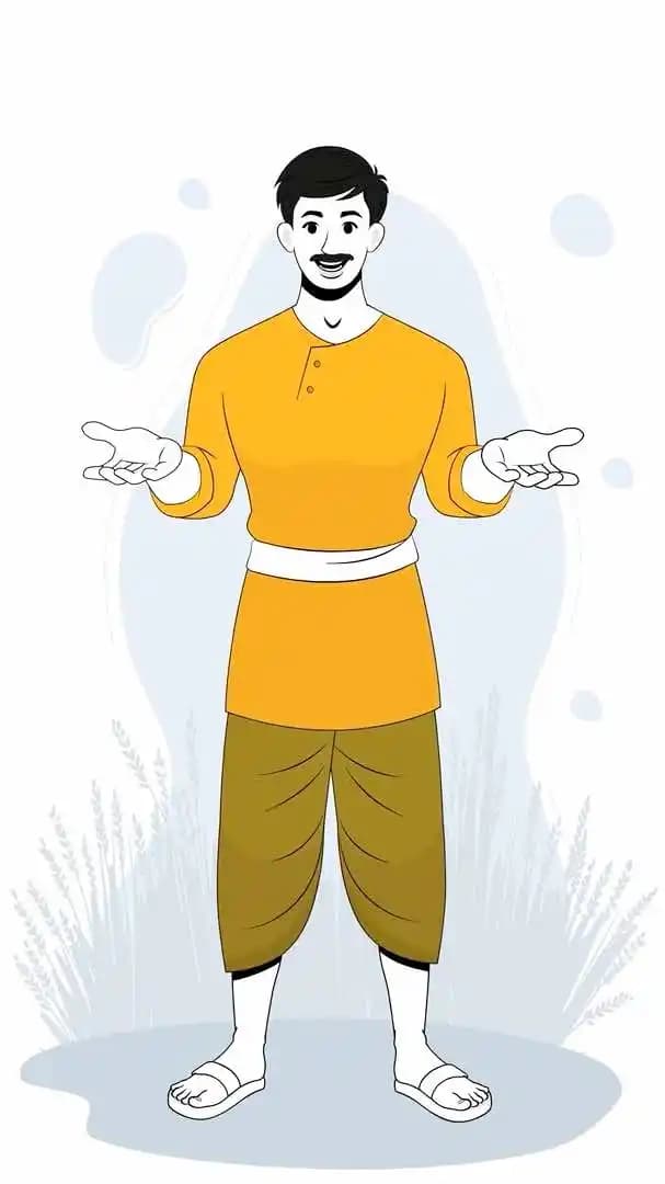 A cartoon village man 2d character talking animated vector pose AKA Shankar