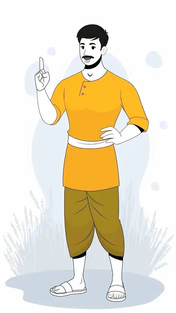 A cartoon village man 2d character talking animation vector pose AKA Shankar