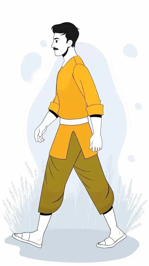 A cartoon village man 2d character animated side walk cycle vector AKA Shankar