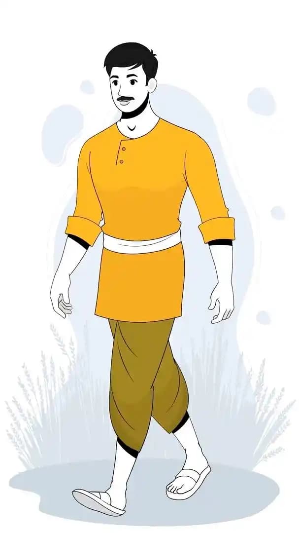 A cartoon village man 2d character animated walking pose vector AKA Shankar