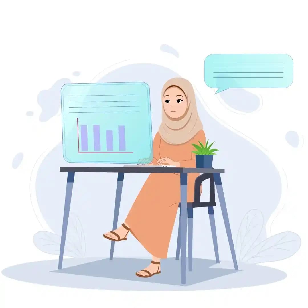 Arab Girl Working Digitally Animated Vector Cartoon Character AKA dalia