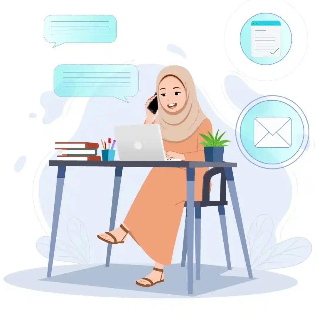 Arab Girl Talking on Phone Animated Vector Cartoon Character AKA Dalia