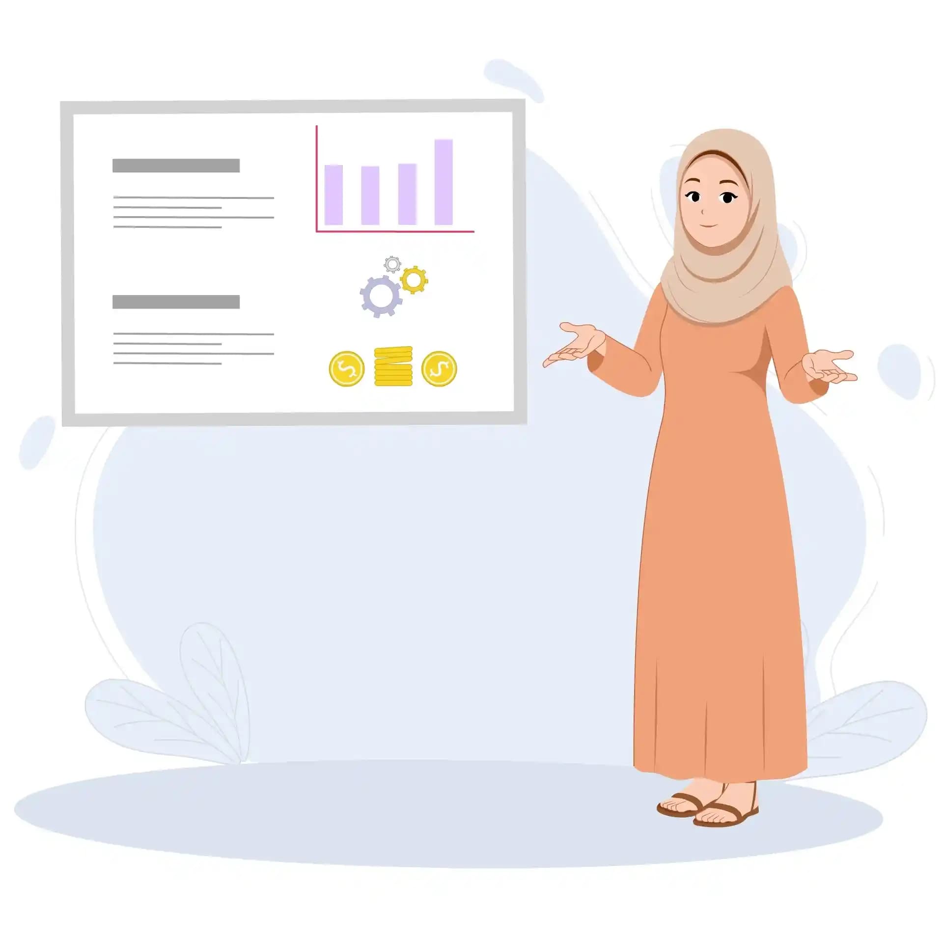 Arab Girl Presentation Animated Vector Cartoon Character AKA Dalia