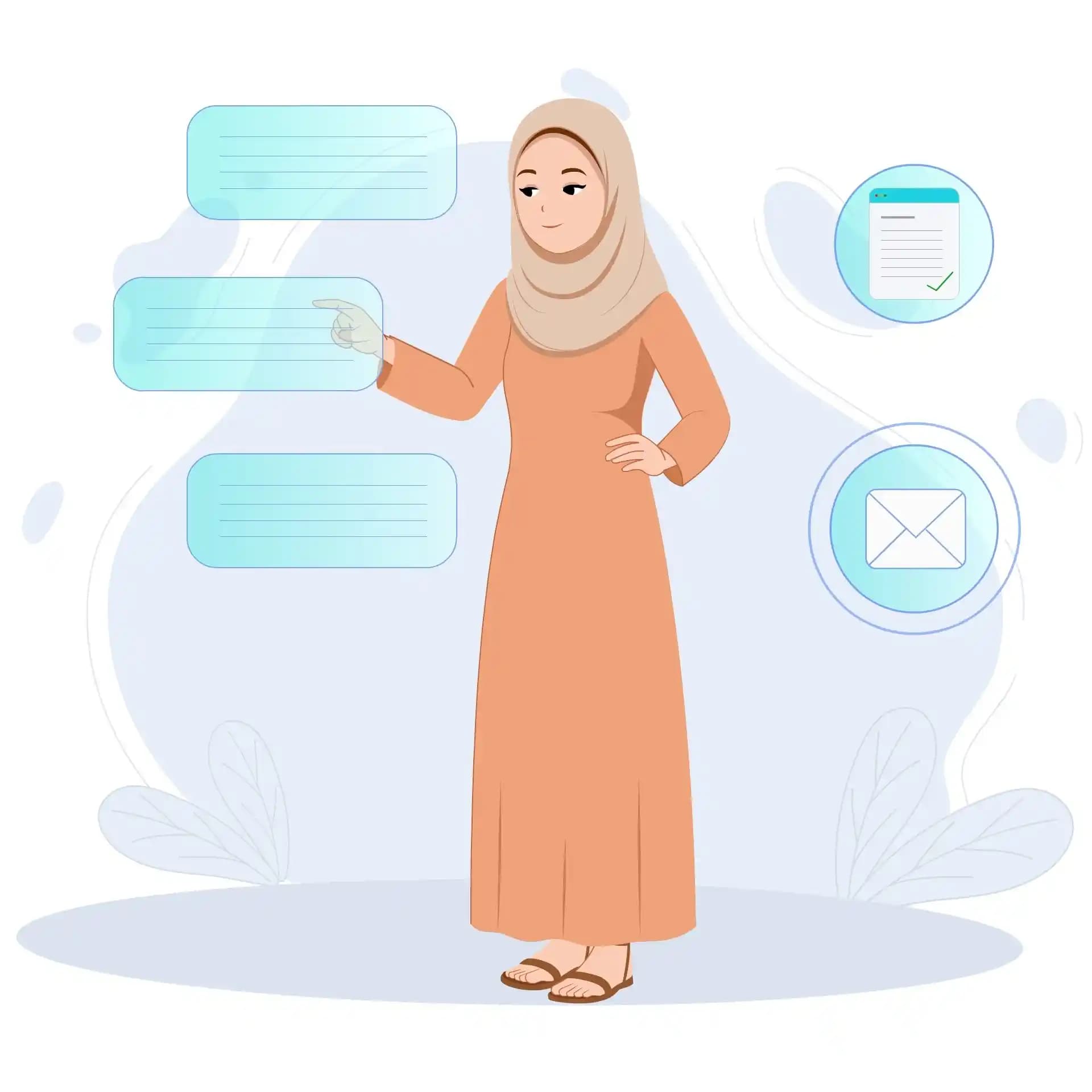 Arab Girl Thinking Animated Vector Cartoon Character AKA Dalia