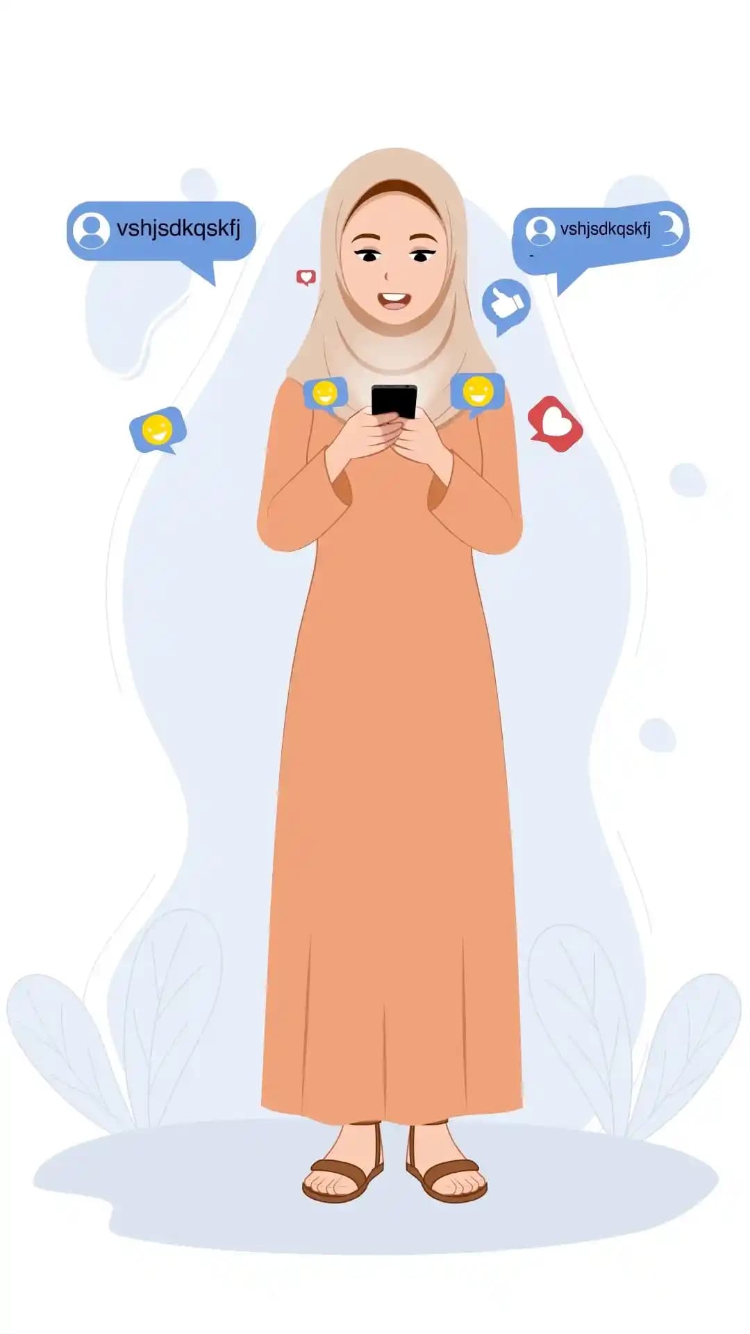 Arab Girl Using Phone Animated Vector Cartoon Character AKA Dalia