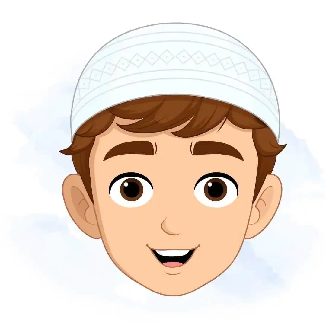 A muslim Islamic boy character animated face expression vector AKA Zain