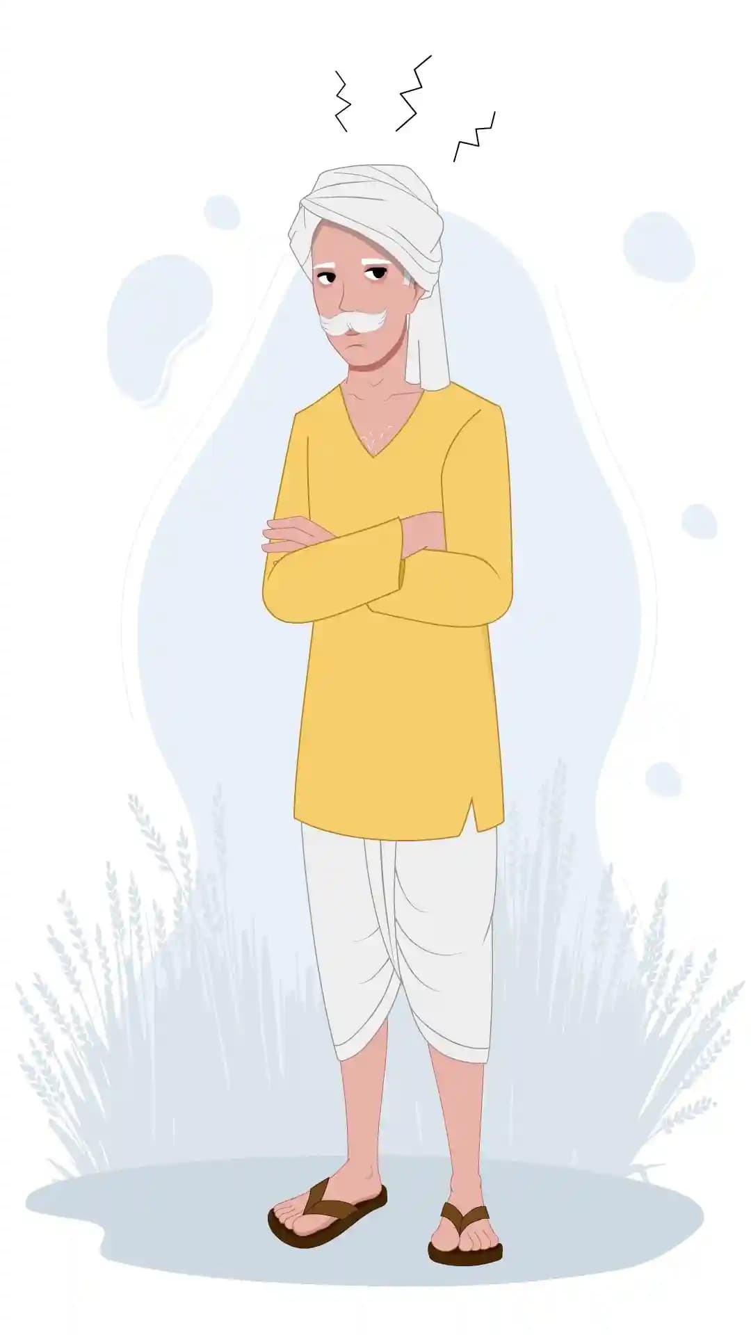 Indian Old Farmer Man Annoyed One Third Animated Vector Cartoon Character AKA Jagdish