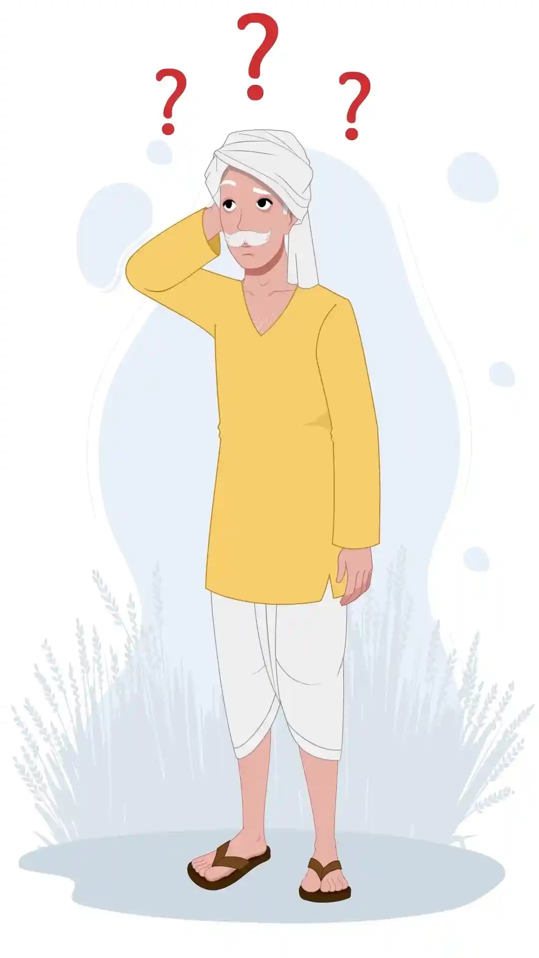 Indian Old Farmer Man Confused One Third Animated Vector Cartoon Character AKA Jagdish