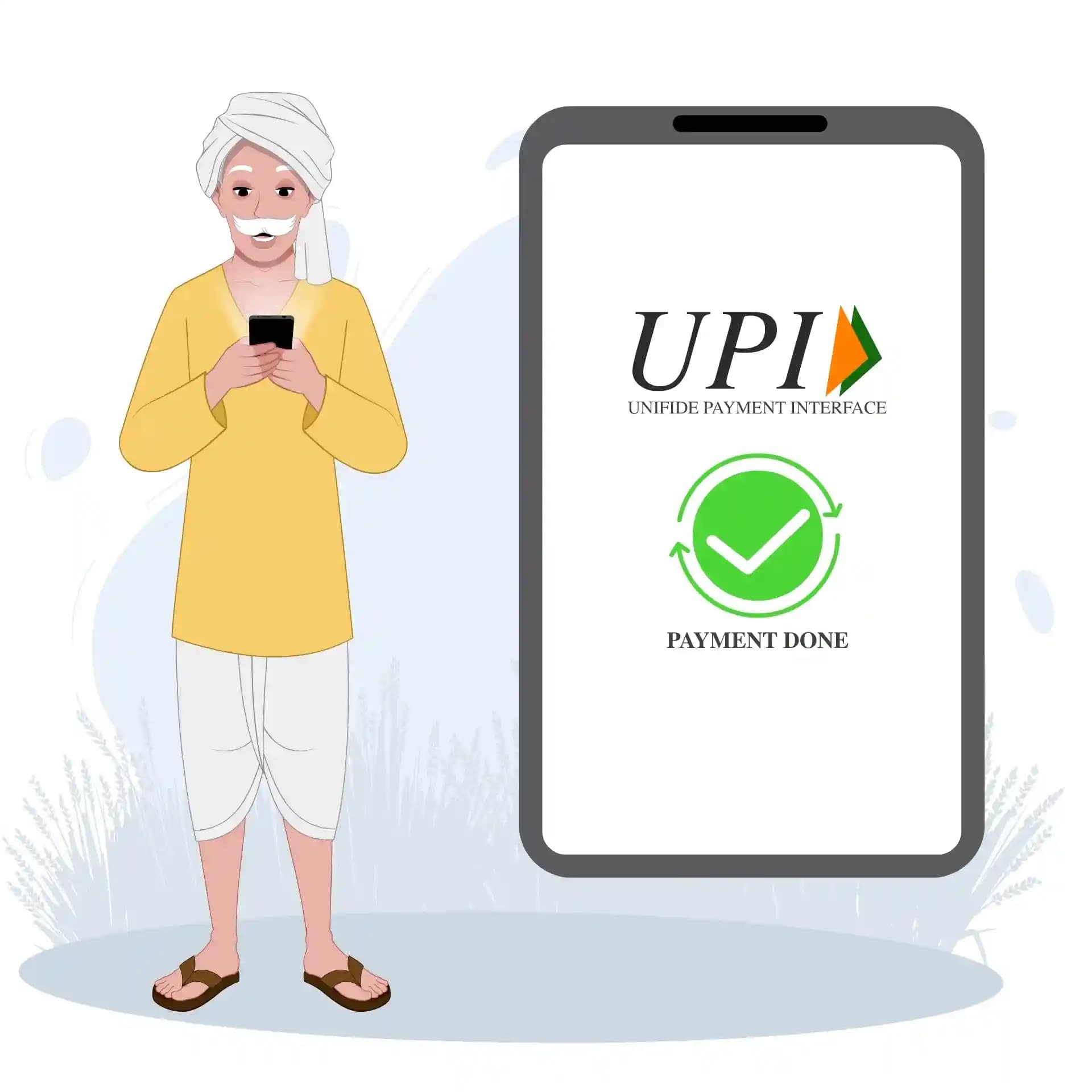 Indian Old Farmer Man Doing Online Payment Animated Vector Cartoon Character AKA Jagdish