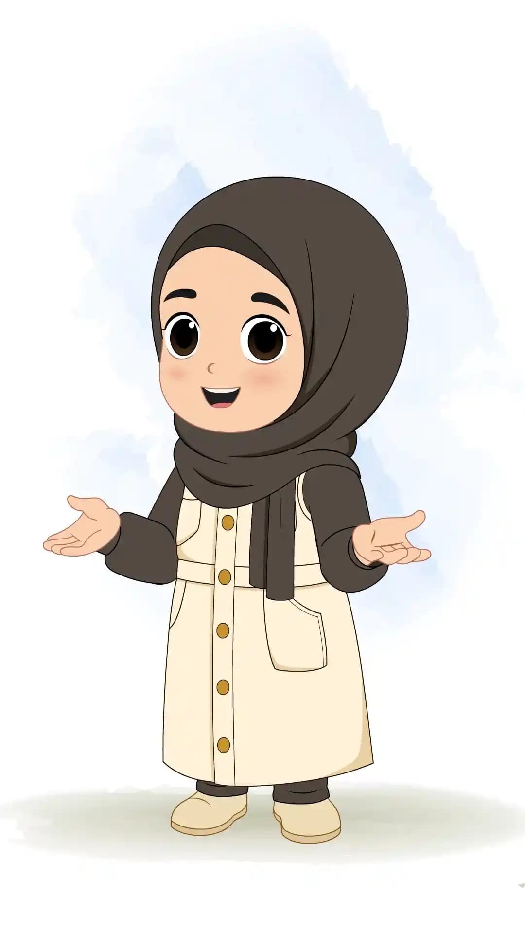 Cute Muslim Girl One Third Talking Animated Vector Cartoon Character AKA Sana