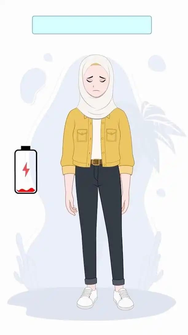 An arabian muslim female hijab character animated sad vector pose AKA Inaya