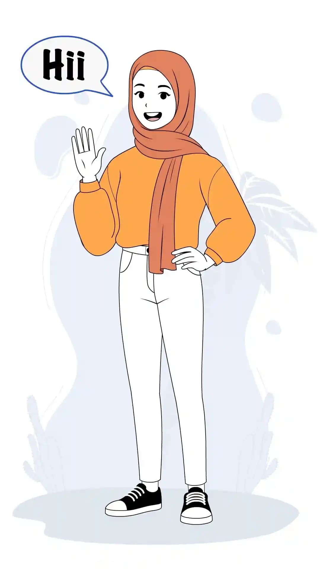 Cute Hijab Girl Saying Hello Animated Vector Cartoon Character AKA Aasma