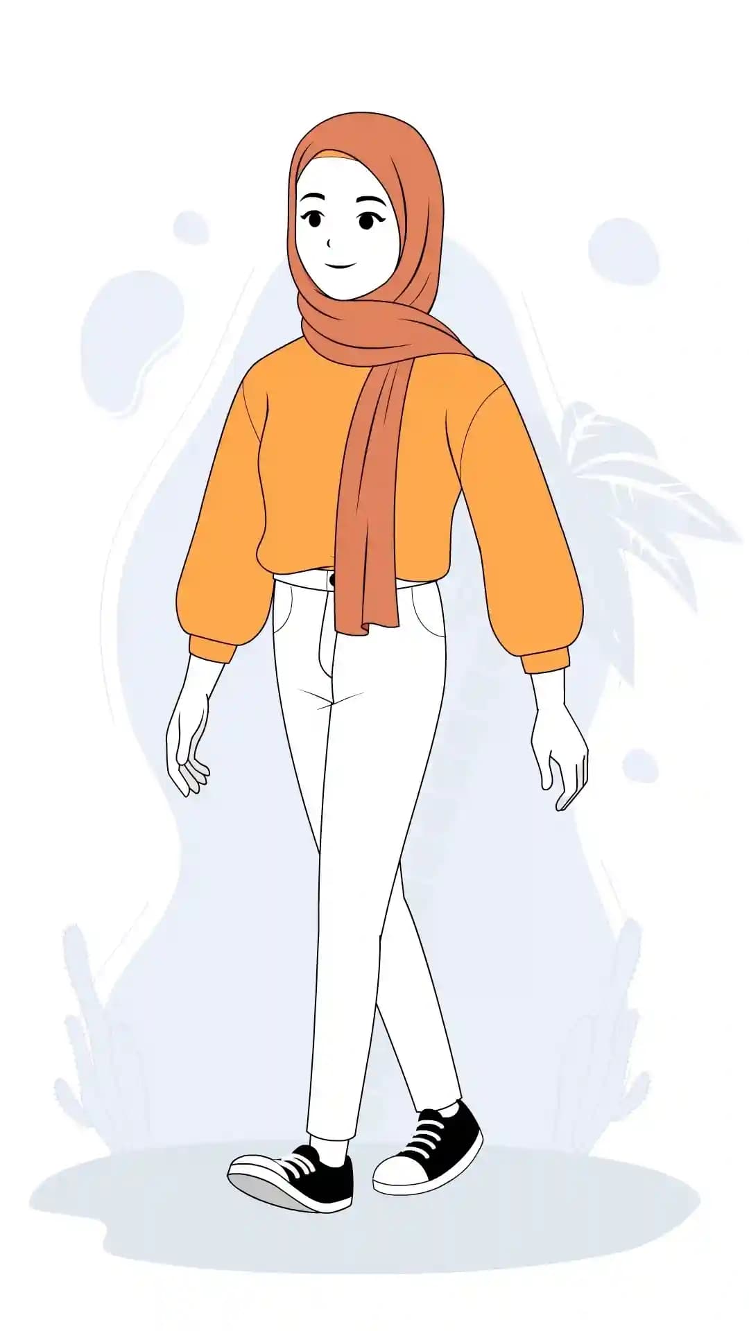 Cute Hijab Girl Walk One Third Animated Vector Cartoon Character AKA Aasma