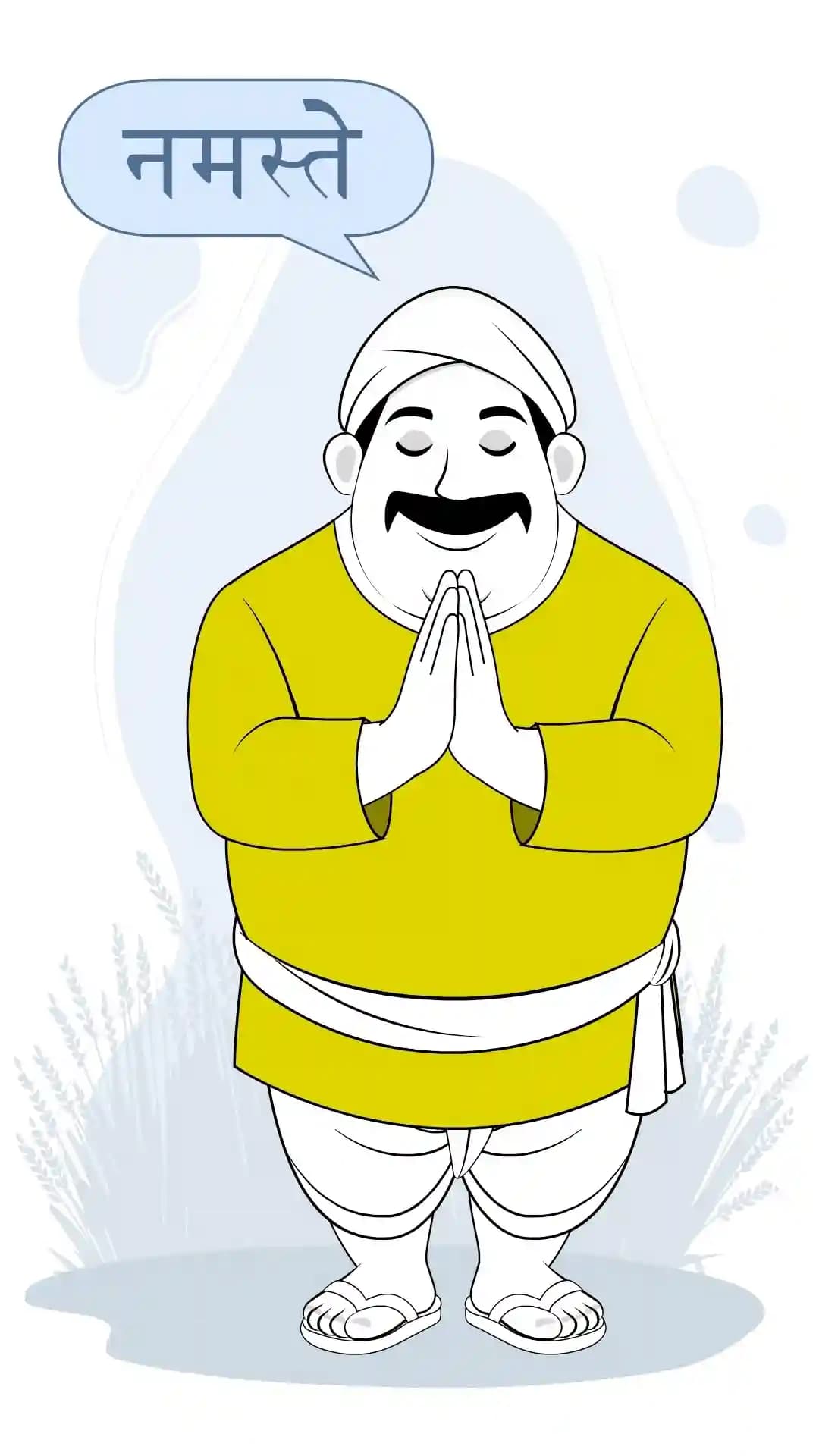 Village Fat Man Greeting Namaste Animated Vector Cartoon Character AKA Moti lal