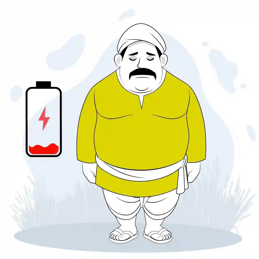 Village Fat Man Sad Animated Vector Cartoon Character AKA Moti lal