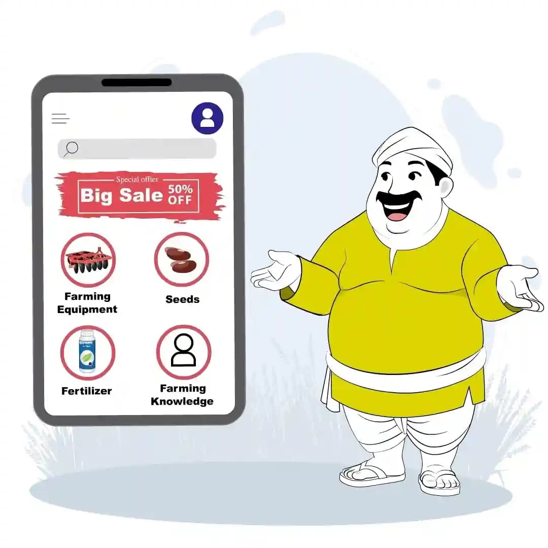 Village Fat Man Talking One Third Animated Vector Cartoon Character AKA Moti Lal