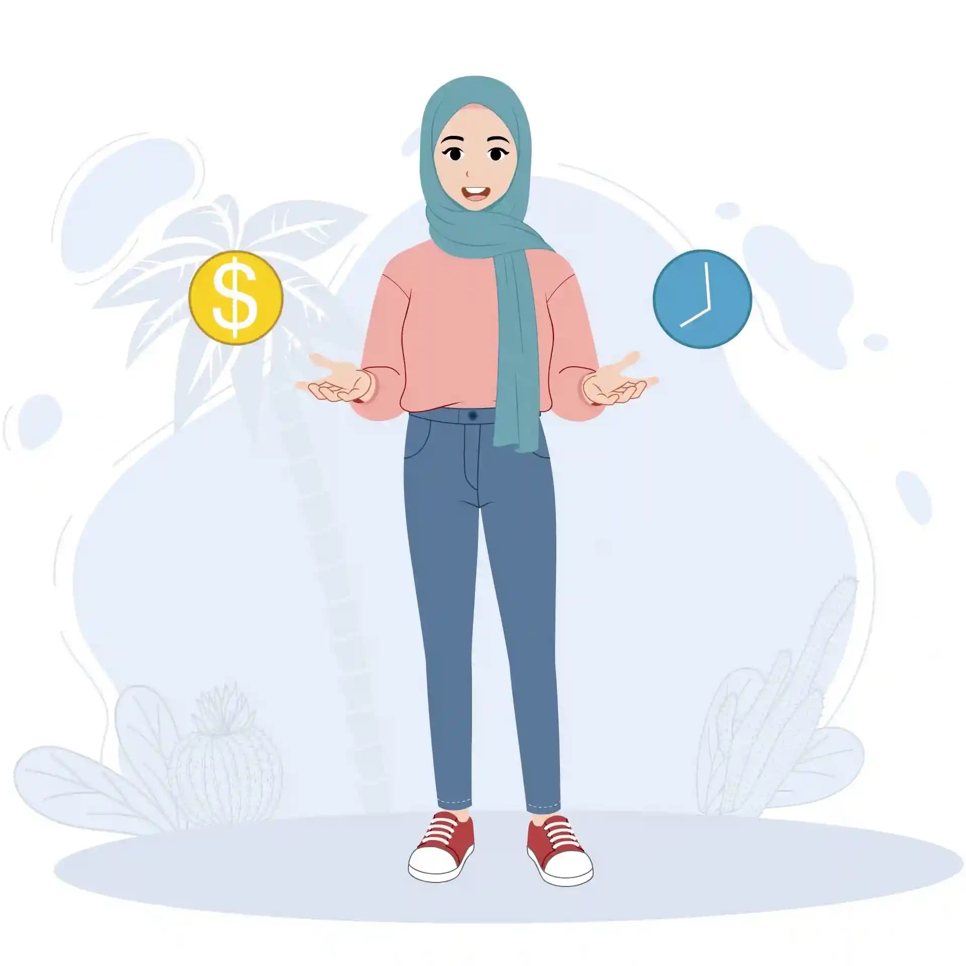 Pretty Hijab Girl Front Talk Animated Vector Cartoon Character AKA Nazma