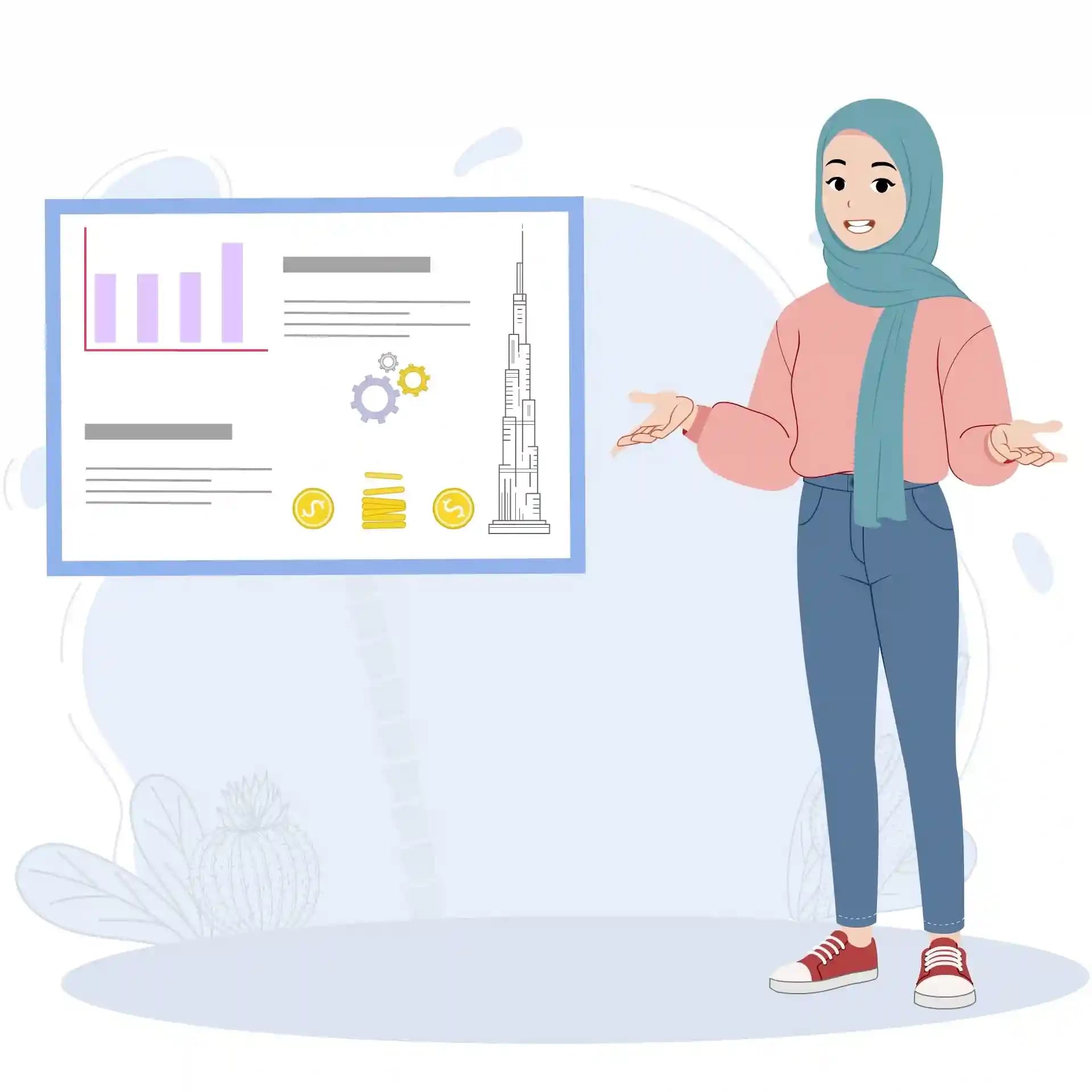 Pretty Hijab Girl One Third Talk Animated Vector Cartoon Character AKA Nazma